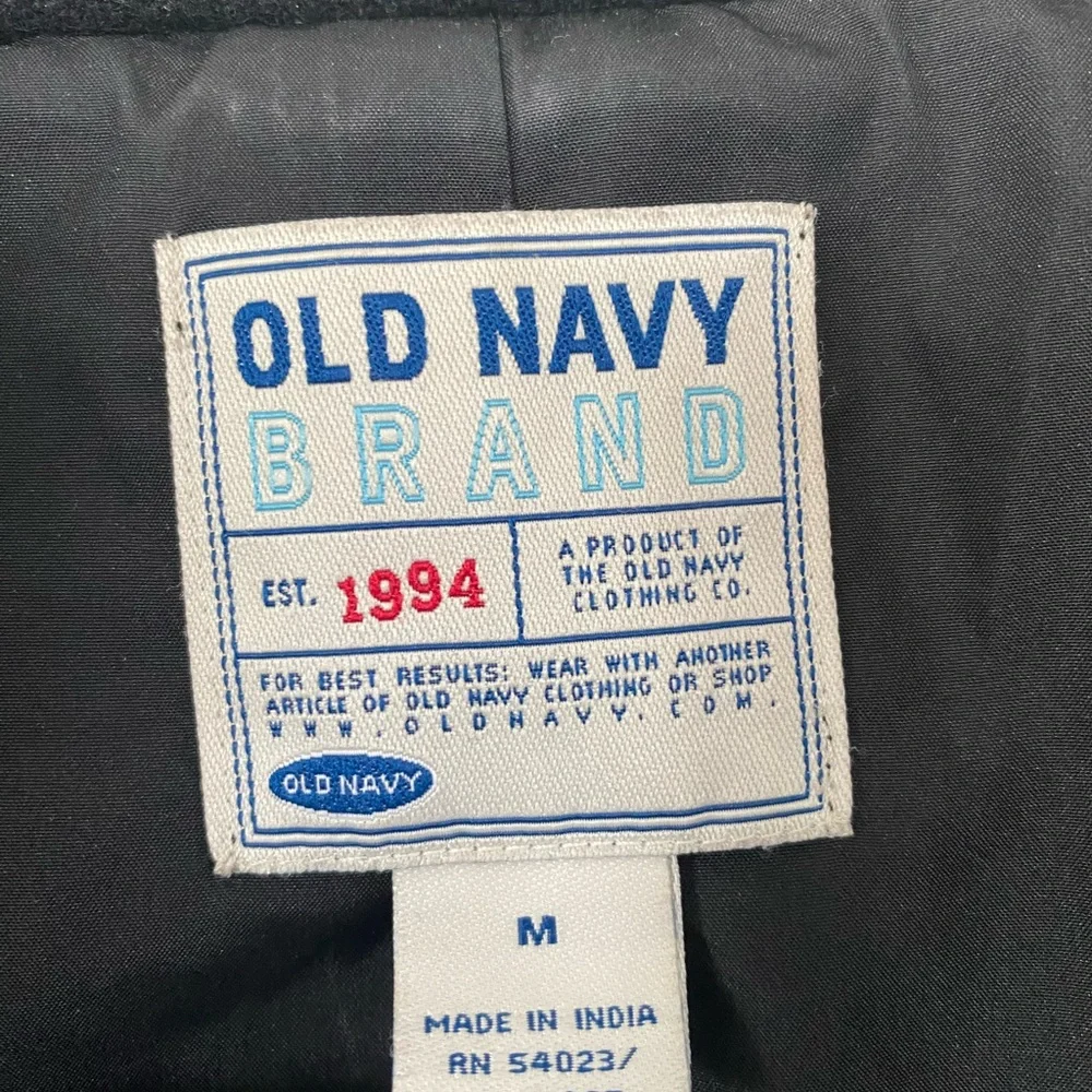 Old Navy Black Wool Blend Pea Coat Heavy Jacket Double Breasted Sz M